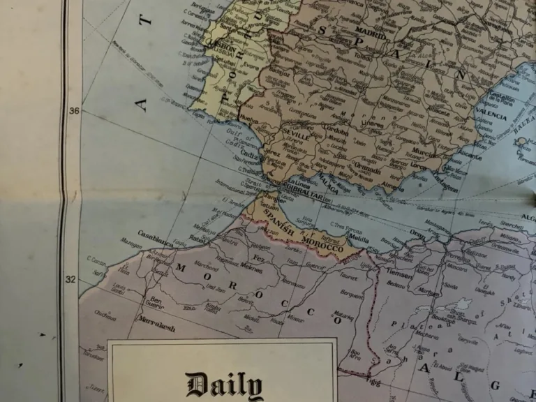 Detail of a Daily Telegraph War Map No. 8, showing Spain, Morocco and the western Mediterranean