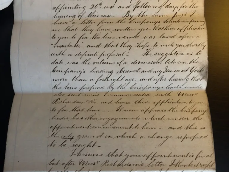 April 1876 handwritten letter from Henry A. Hunt concerning the North Eastern Railway Sunderland Extension, with his signature and a note to Henry Wilson at Sunderland
