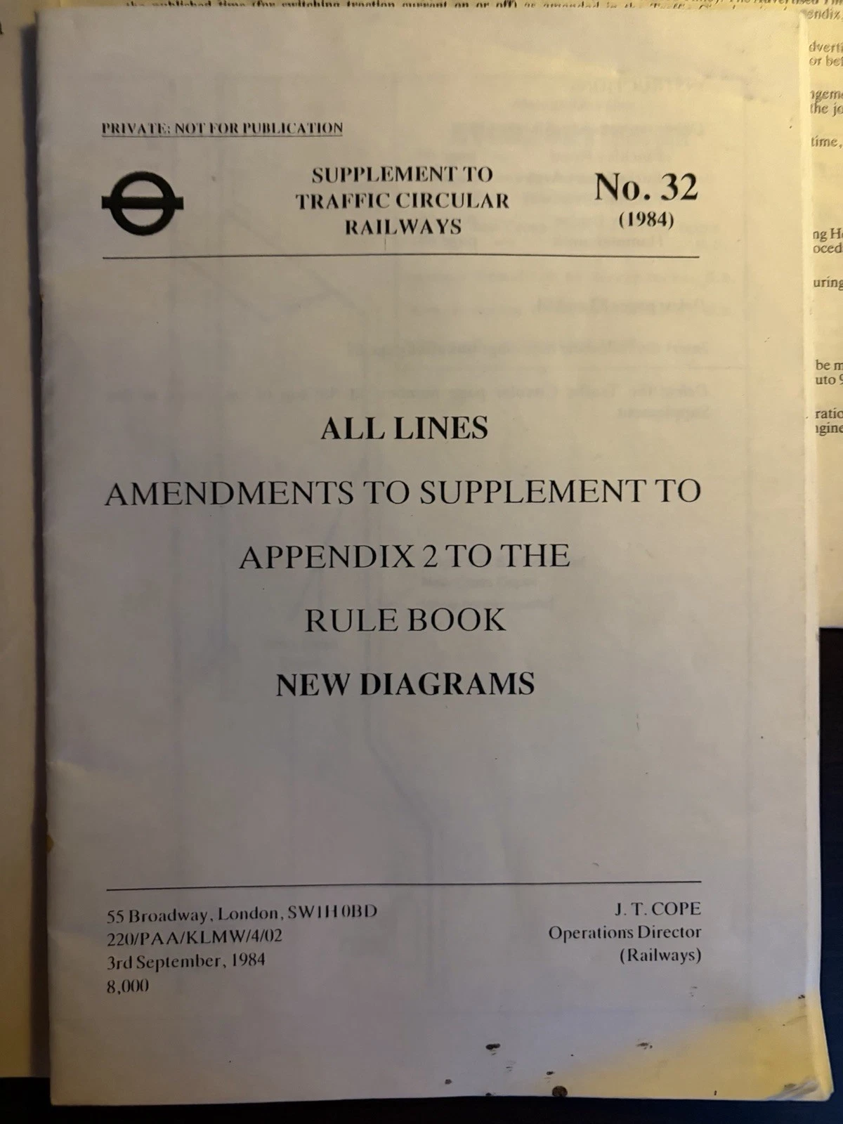 Supplement to Traffic Circular No. 32 of 1984 for amendments to Appendix 2 and new diagrams